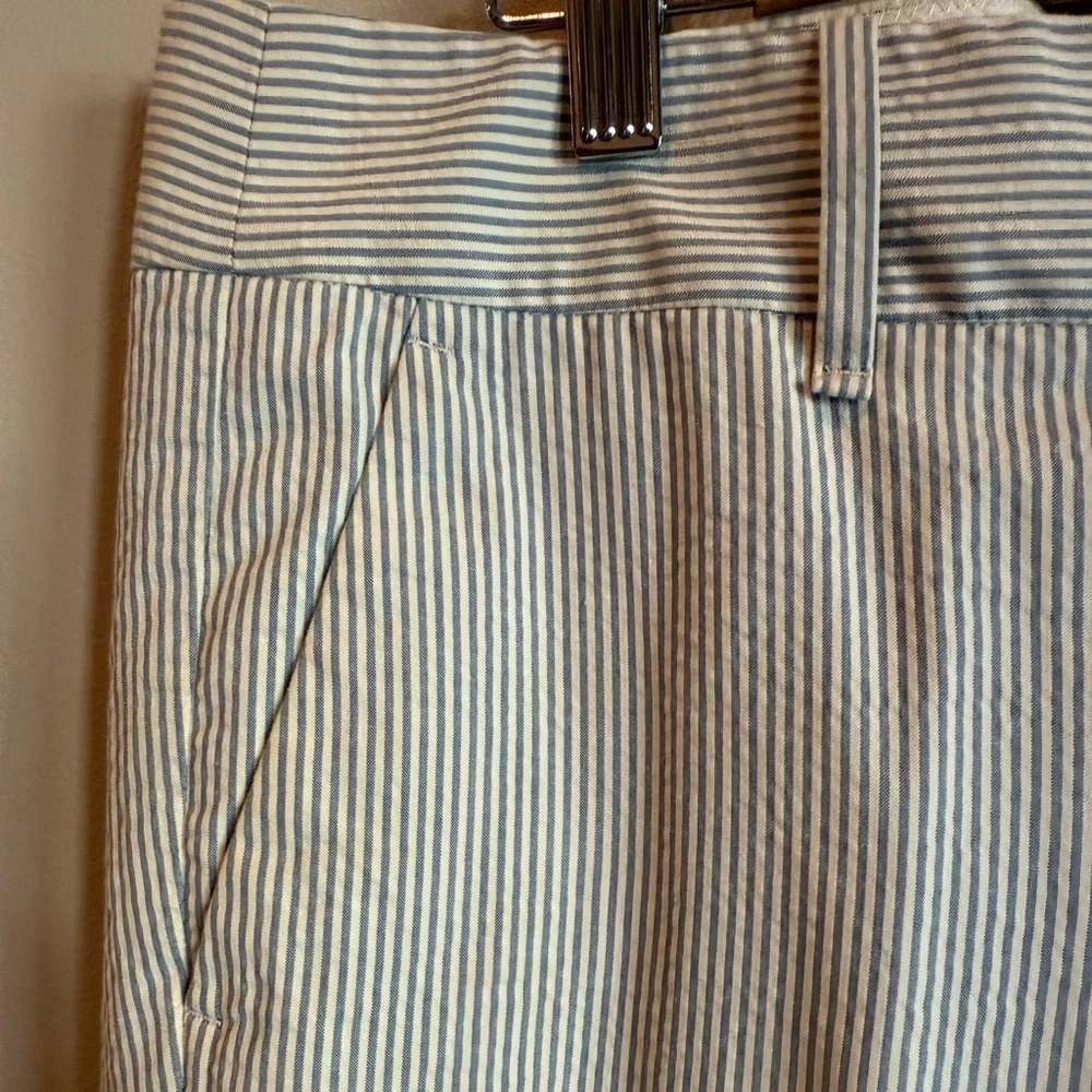 J Crew Women's 10 Seersucker Pants Striped City Fit Beach coastal Preppy Travel‎